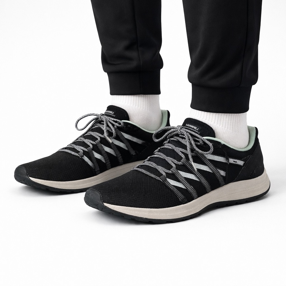 Size 10 Merrell Women’s Mesh Sneakers Black Walking Shoes Athletic Lace Up
